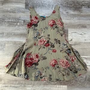 Alice + Olivia Green Floral Fit & Flare Silk Dress Size 4